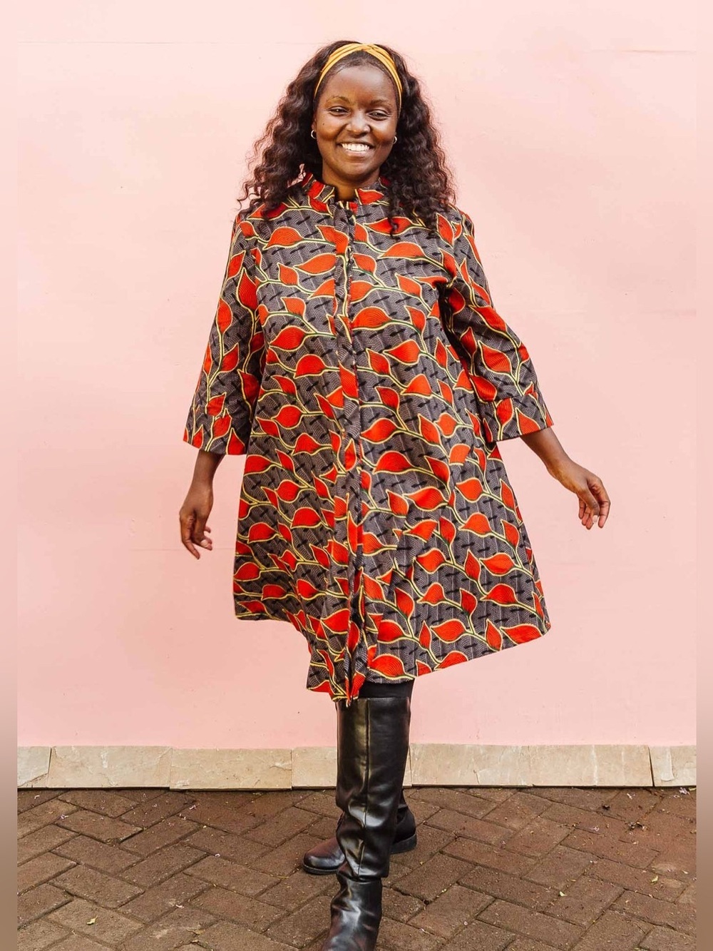 ZURI Rooibos 100% Cotton Kitenge African Nairobi Wax Print Button Down Size S